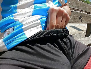big cock video Bulging young man moans with pleasure in a public park jerking off a summer handjob twink video